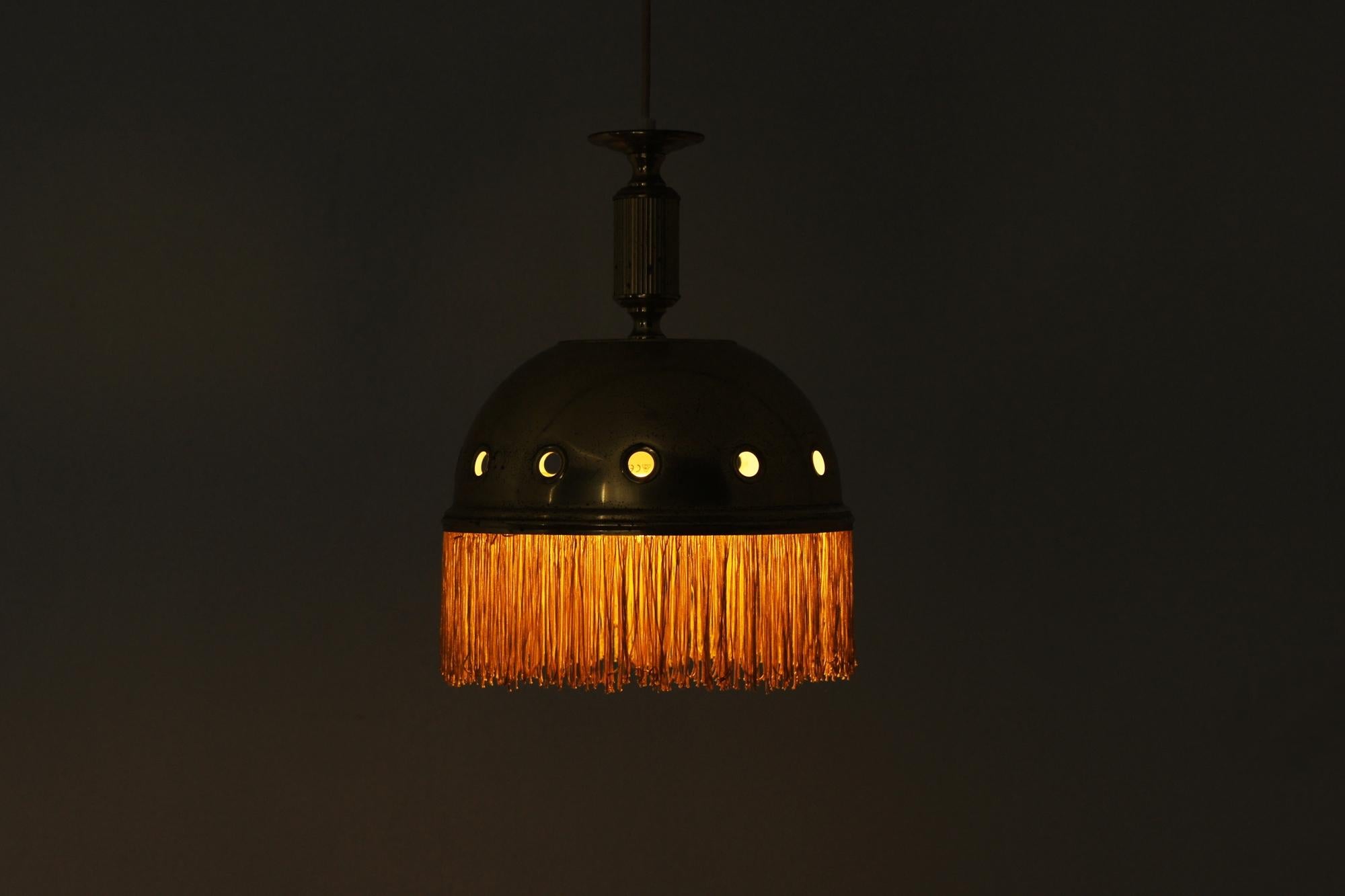 Metal Vintage Fringe Lamp, Denmark, 1970s For Sale