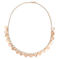 Vintage Fringe Necklace 14k Rose Gold Round Link Harem Choker Fine Jewelry