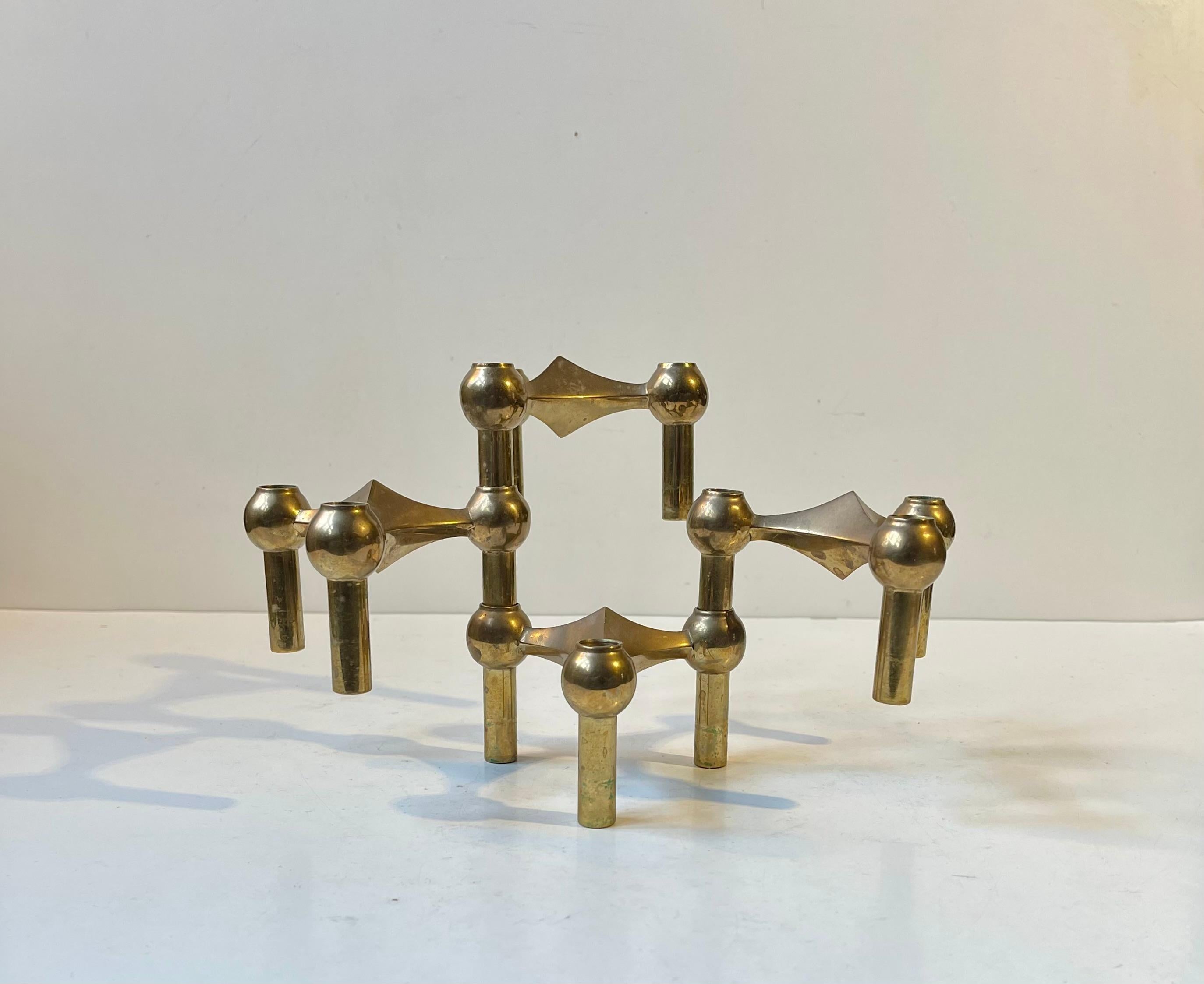 Portacandele modulari d'epoca in ottone di Frits Nagel & Stoffi per BMF in vendita 3