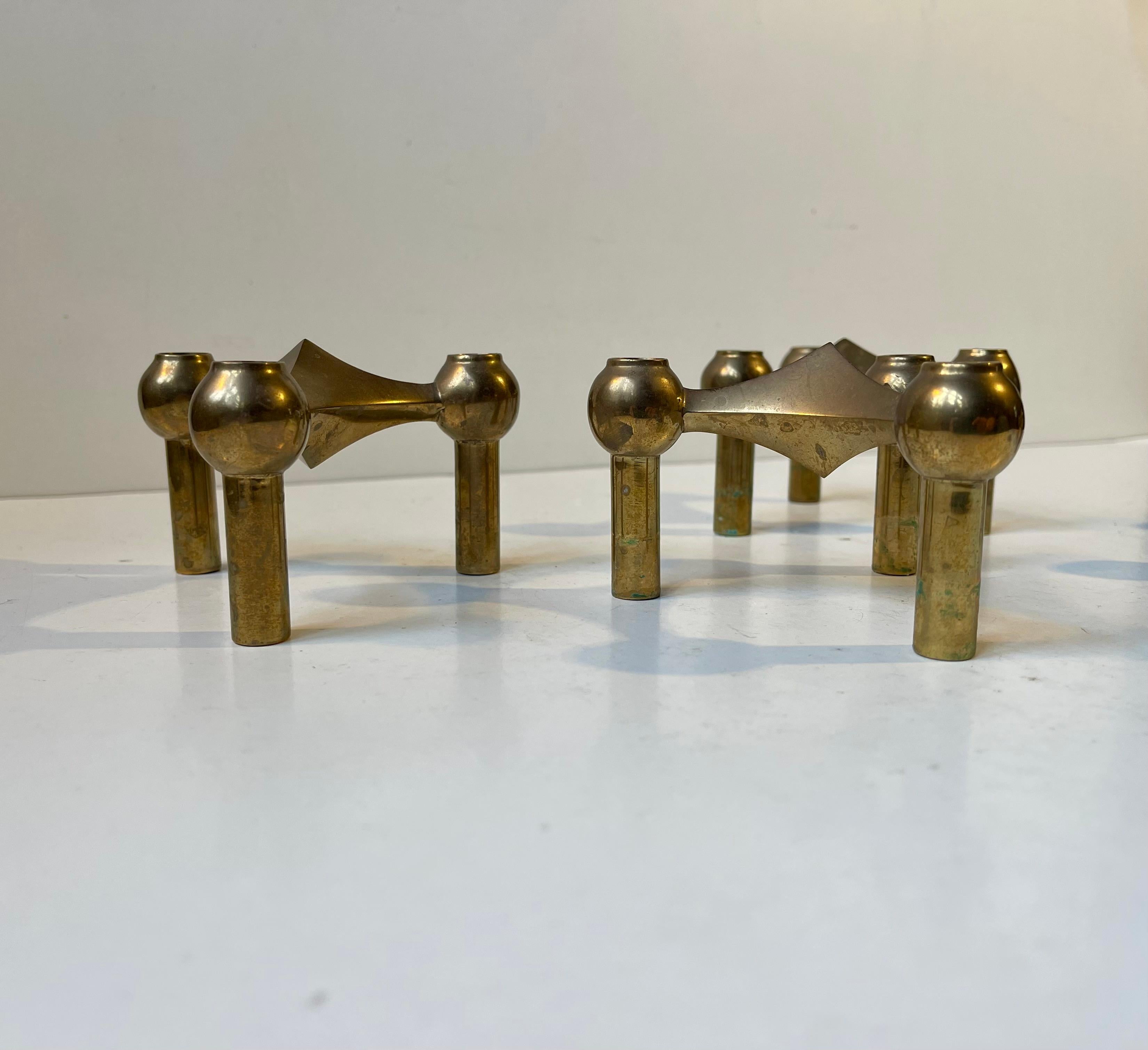 Mid-Century moderno Portacandele modulari d'epoca in ottone di Frits Nagel & Stoffi per BMF in vendita
