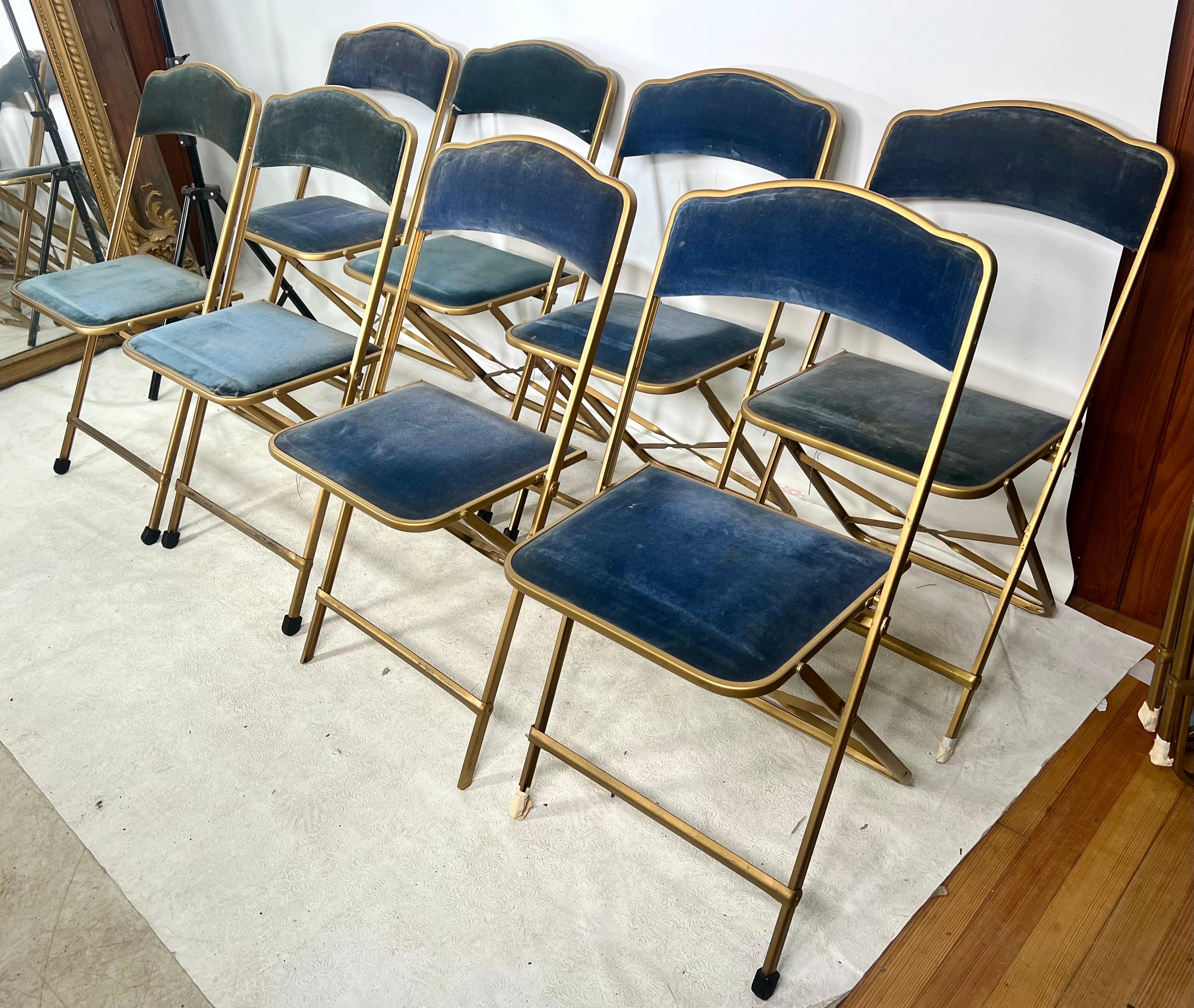 Mid-Century Modern Vintage Fritz Chair & Co Velvet Folding Chair For Sale