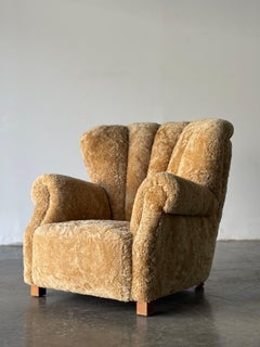 Vintage Fritz Hansen Danish Club Chair in Shearling