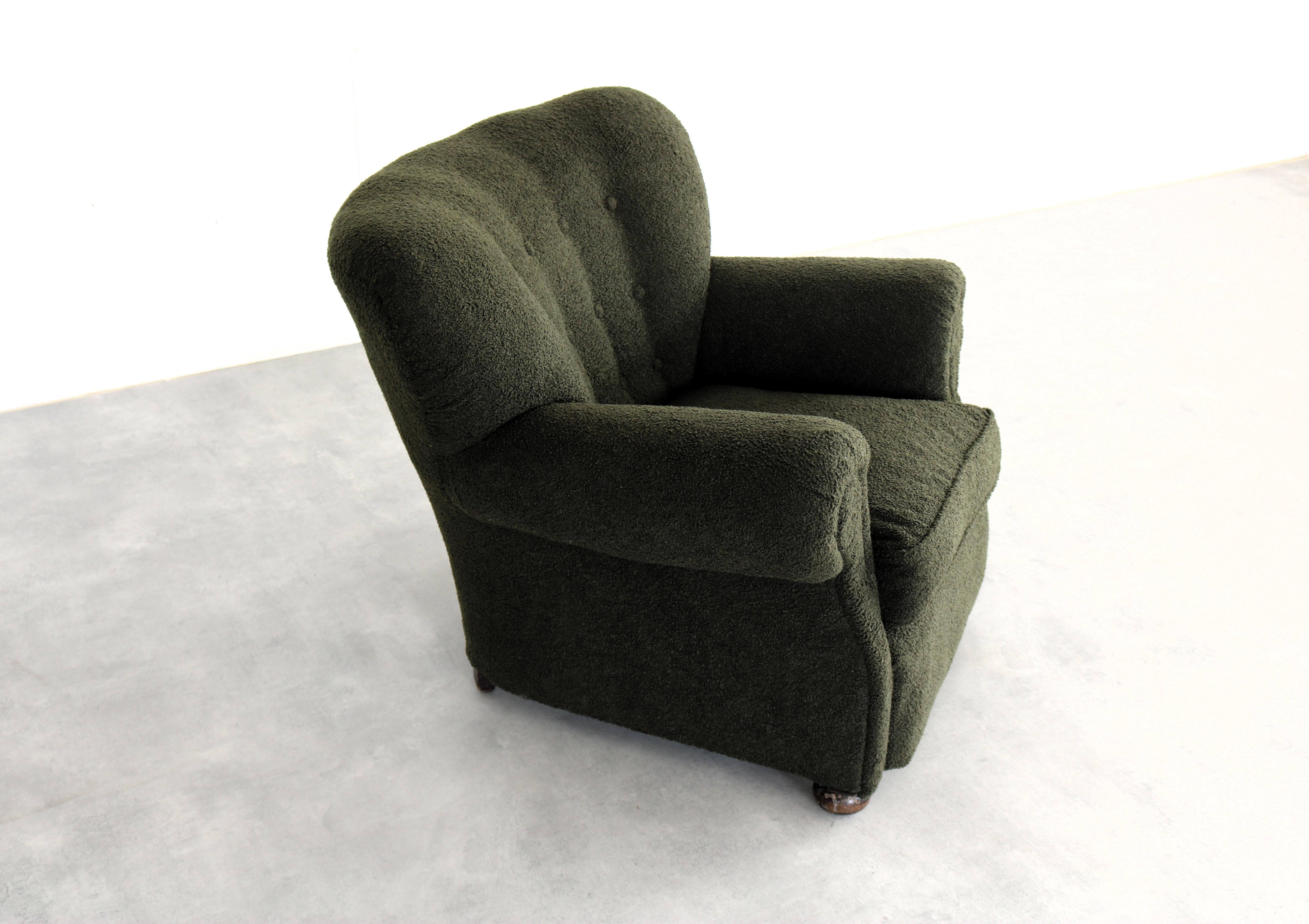 vintage Fritz Hansen lounge chair  model 1518  1940s  In Good Condition For Sale In GRONINGEN, NL