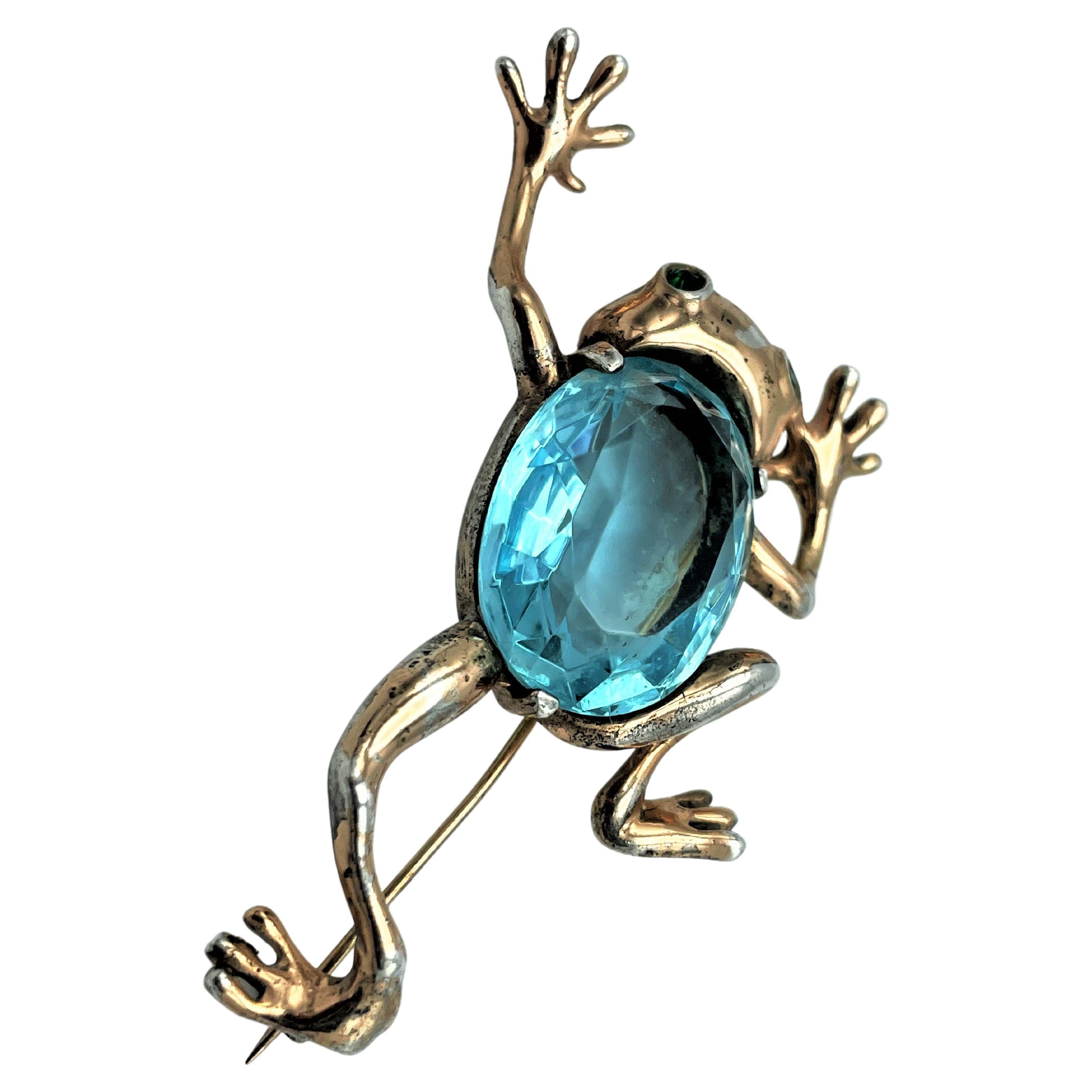 silver frog brooch