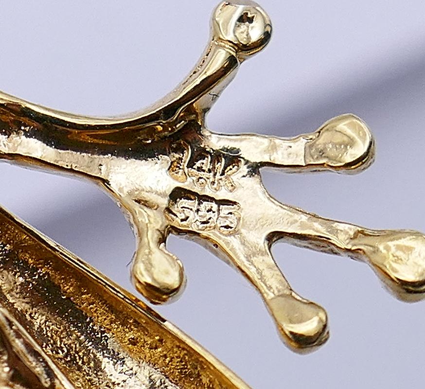 Vintage Frog Pin 14k Gold Diamond Brooch Pendant Estate Jewelry 1