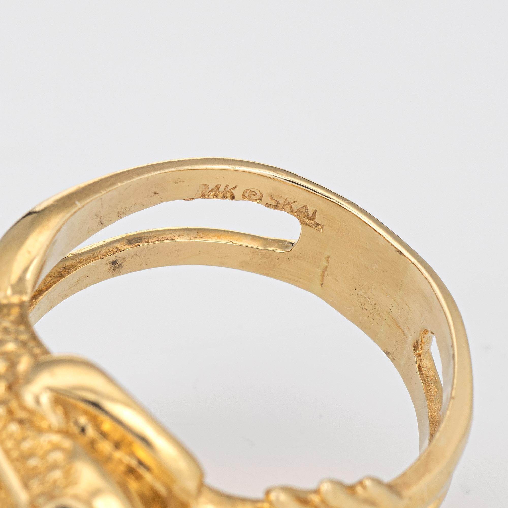Modern Vintage Frog Ring 14k Yellow Gold Webbed Feet Estate Jewelry Spirit Animal