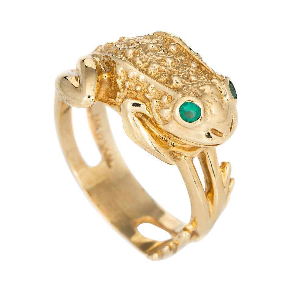 Frog Rings Pic Vintage Frog Ring 14k Yellow Gold Webbed Feet Estate Jewelry Spirit ...