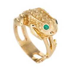 Vintage Frog Ring 14k Yellow Gold Webbed Feet Estate Jewelry Spirit Animal