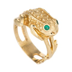 Retro Frog Ring 14k Yellow Gold Webbed Feet Estate Jewelry Spirit Animal