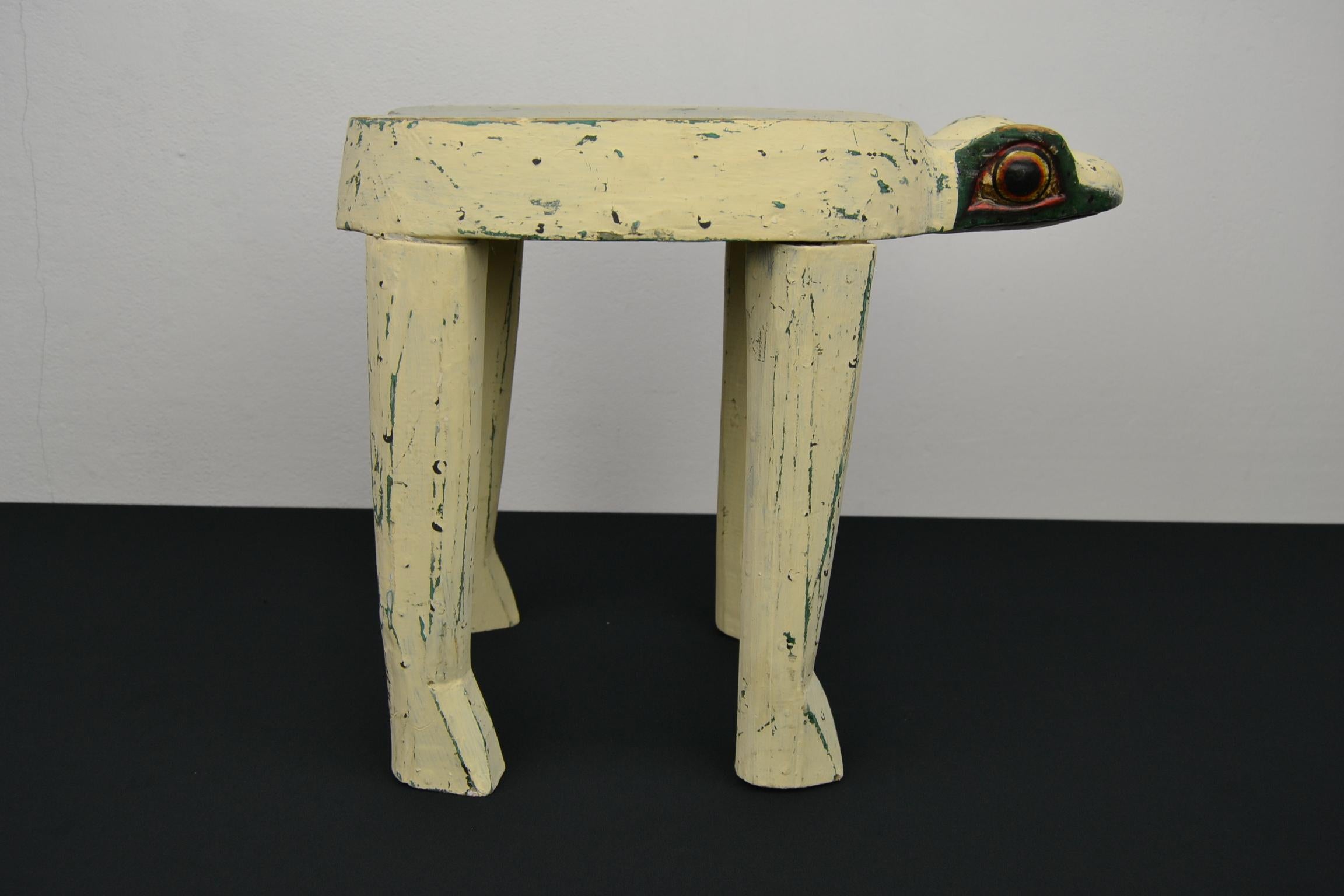 Primitive Vintage Frog Side Table or Child's Stool
