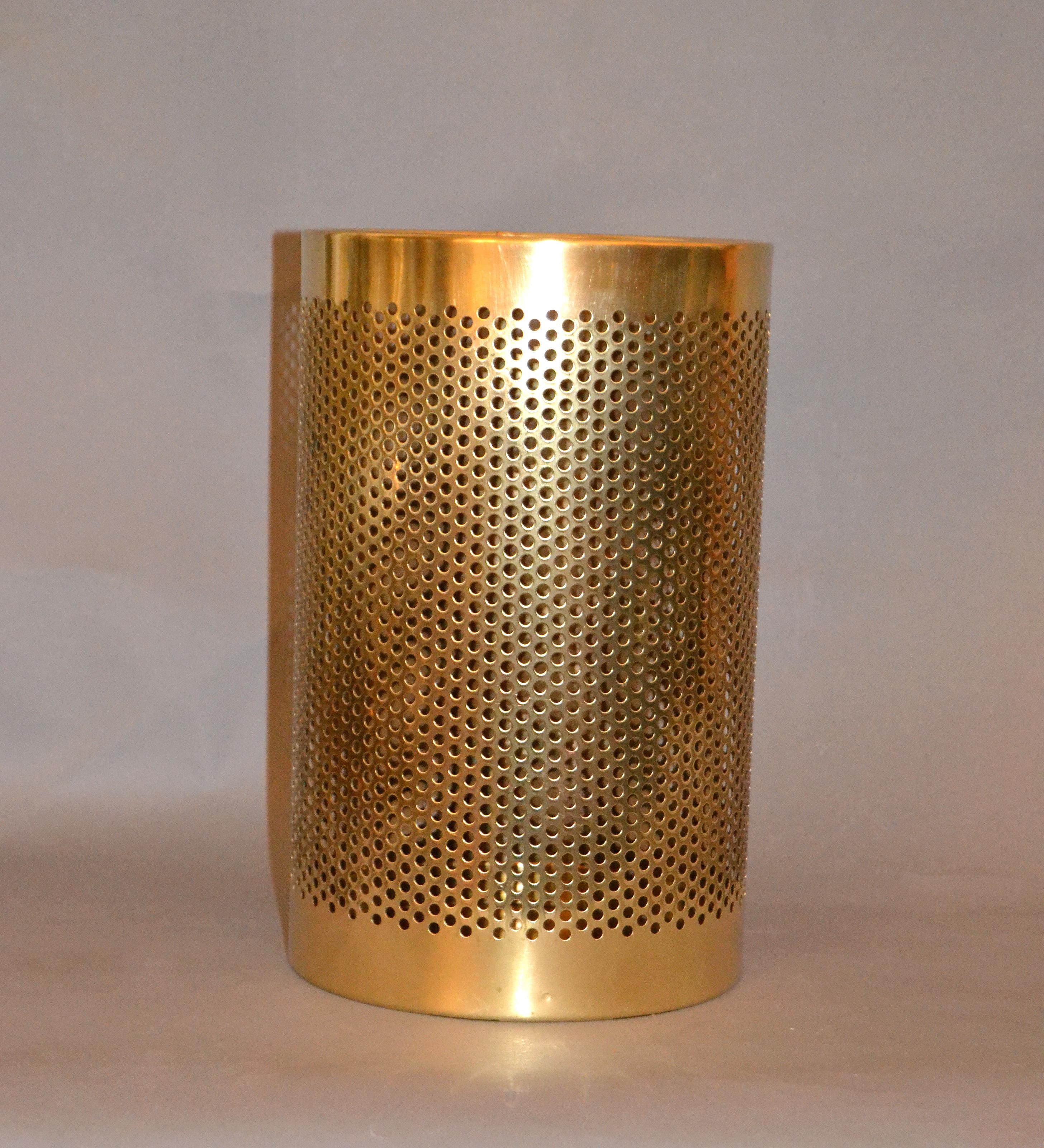 Vintage Frontgate Brass Italian Perforated Trash Waste Basket, Waste Can Italy 5