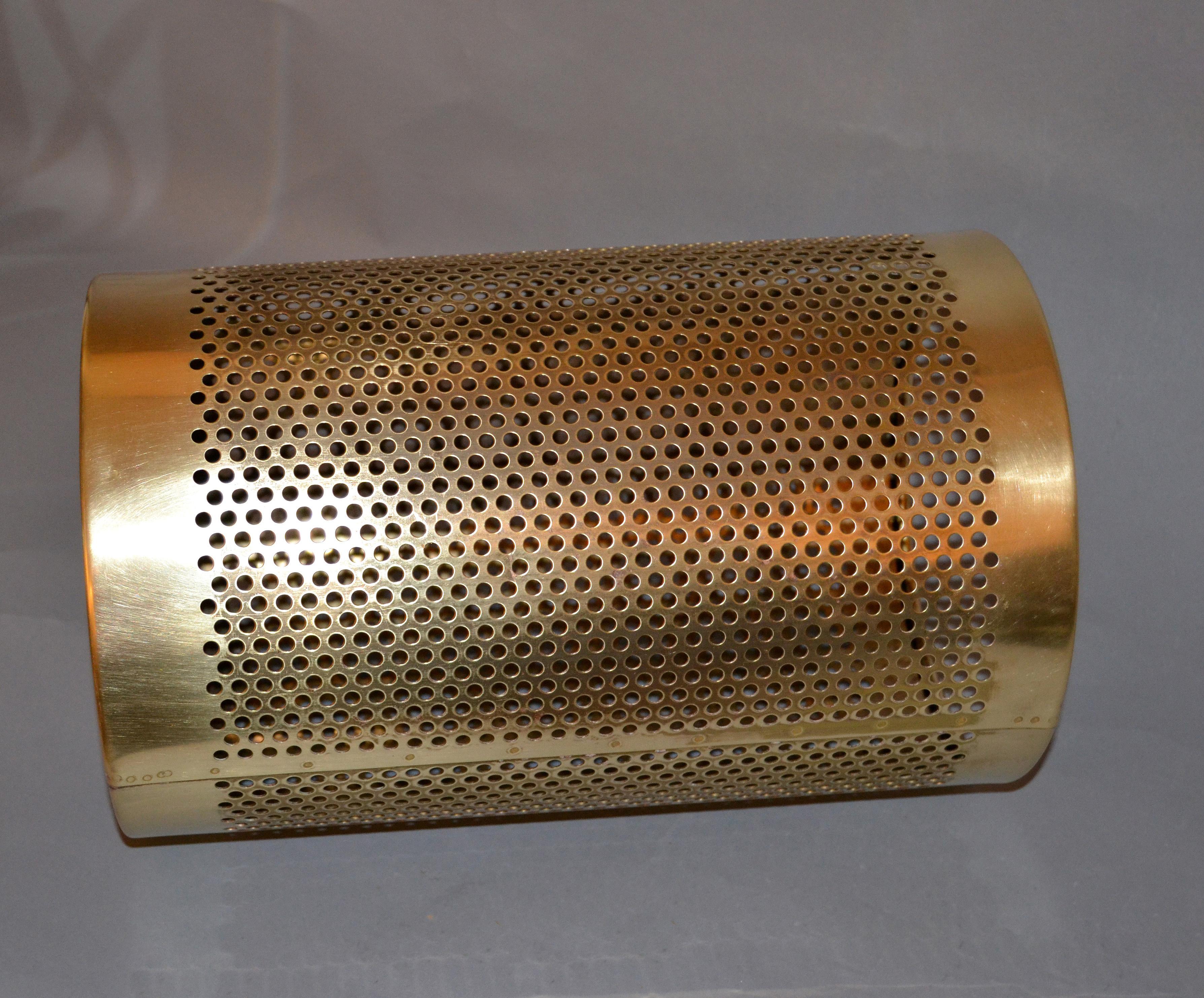 Mid-Century Modern Vintage Frontgate Brass Italian Perforated Trash Waste Basket, Waste Can Italy