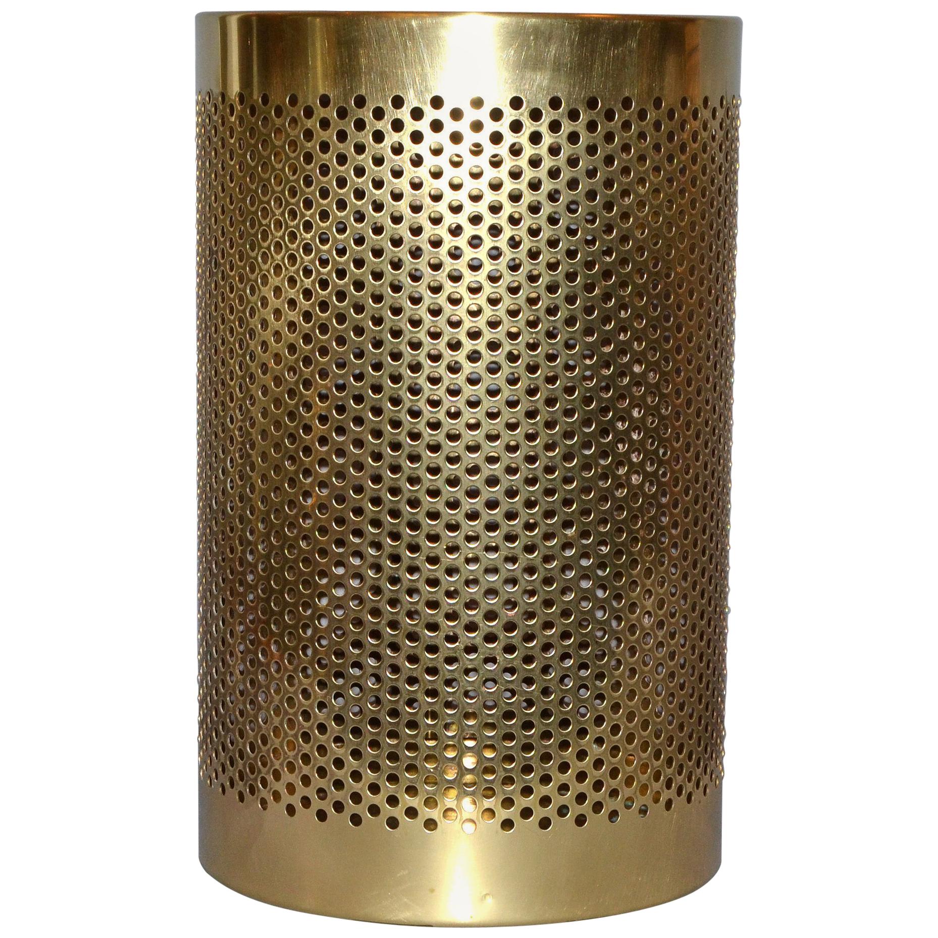 Vintage Frontgate Brass Italian Perforated Trash Waste Basket, Waste Can Italy