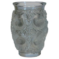 Vintage Frosted and Clear Crystal "Bagatelle" Vase by Lalique of France, Signed