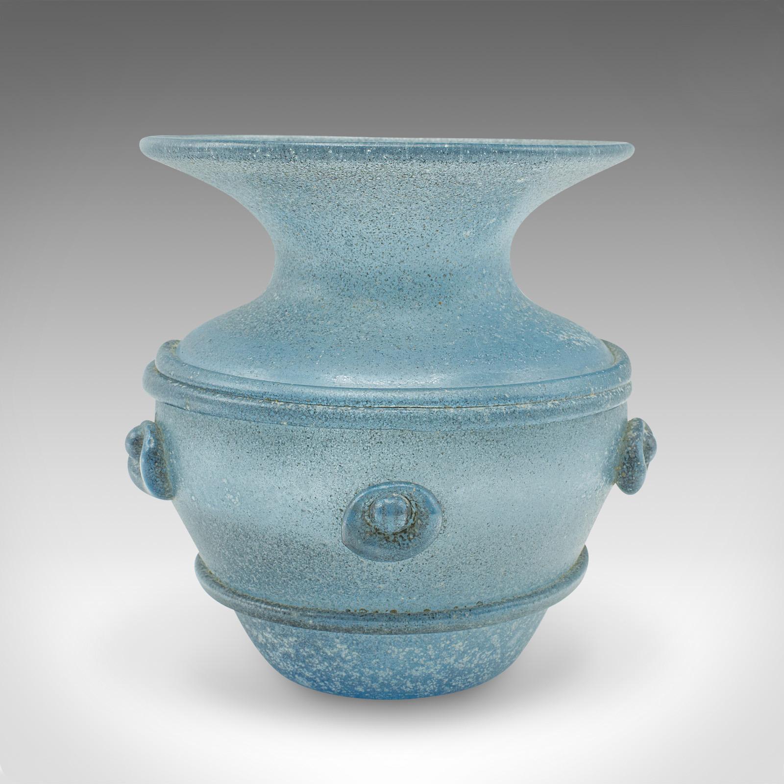 Mid-Century Modern Vase d'exposition givré italien, verre, ornemental, pot à fleurs, vers 1970 en vente