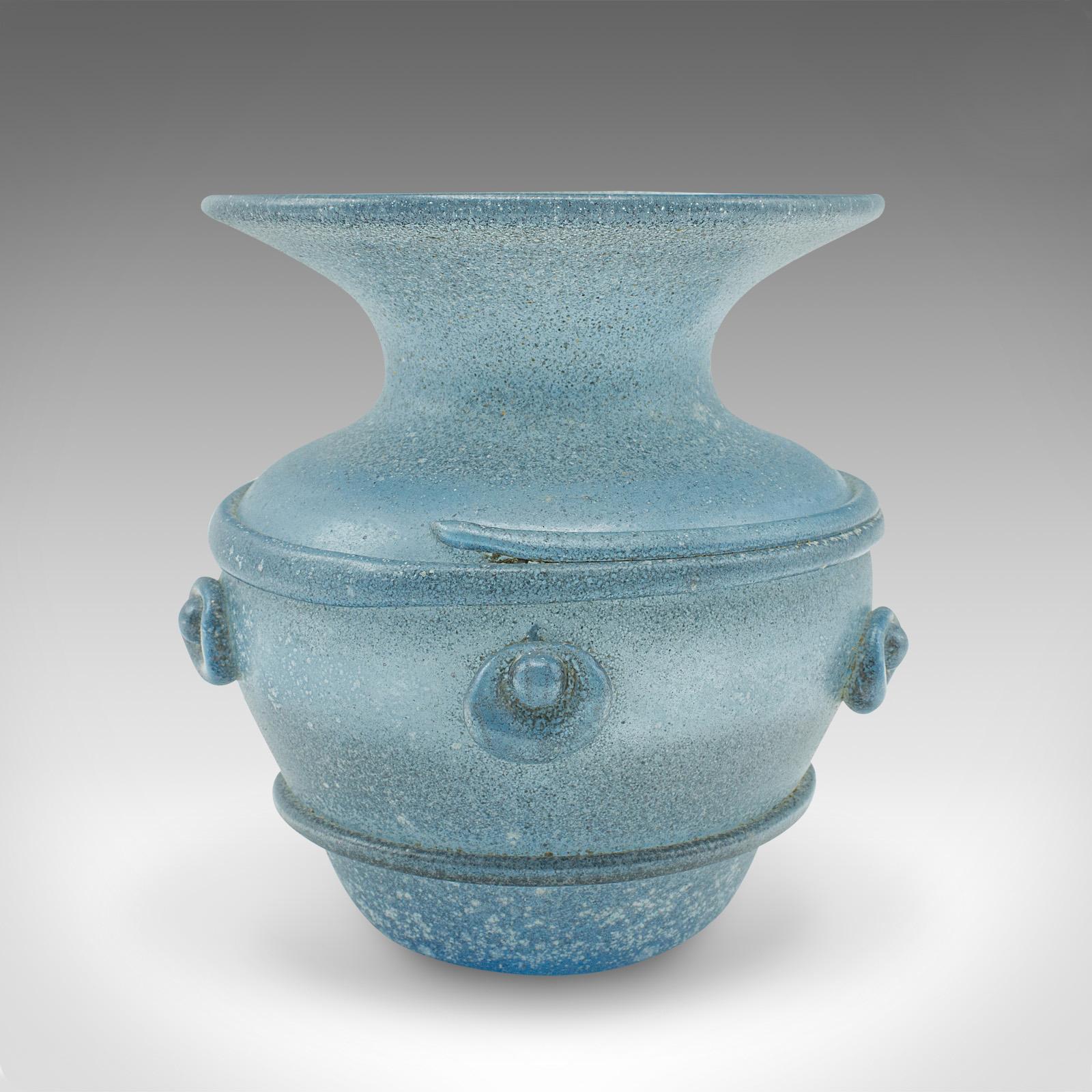 Vase d'exposition givré italien, verre, ornemental, pot à fleurs, vers 1970 Bon état - En vente à Hele, Devon, GB