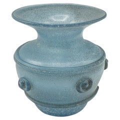Vintage Frosted Display Vase, Italian, Glass, Ornamental, Flower Pot, Circa 1970