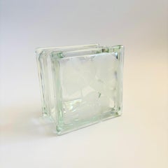 Vase vintage en blocs de verre dépoli à motifs floraux