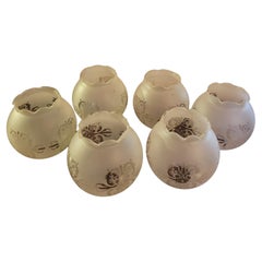 Vintage Frosted Glass Etched Globe Shades - Set of (6), 2" Fitting