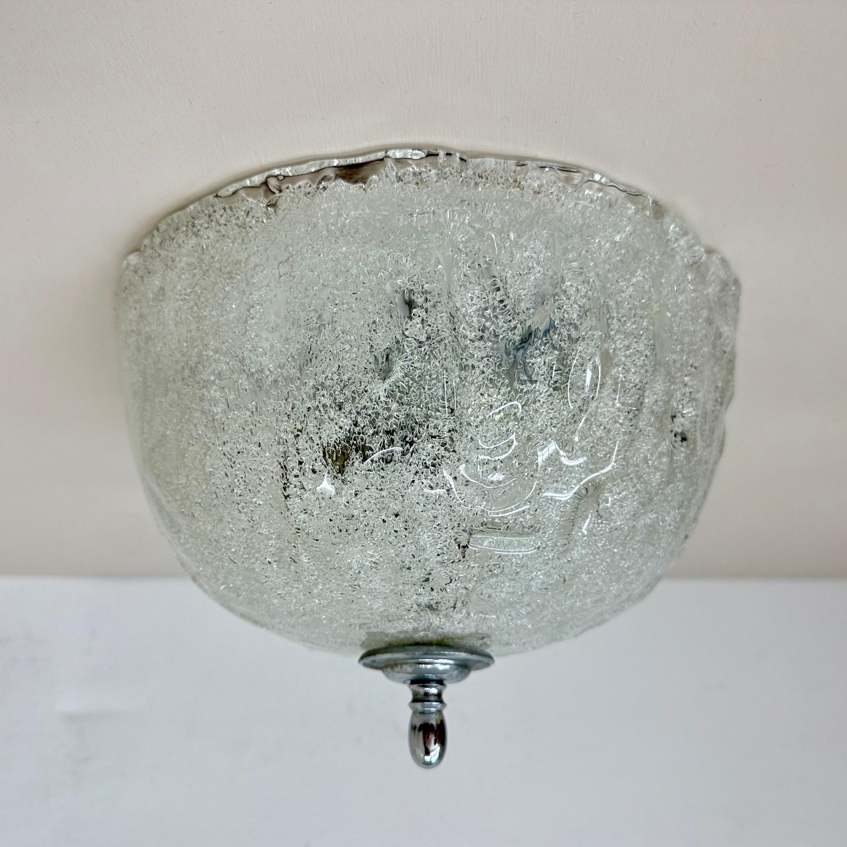 Lampada da soffitto in vetro smerigliato vintage, anni '70 in vendita 4
