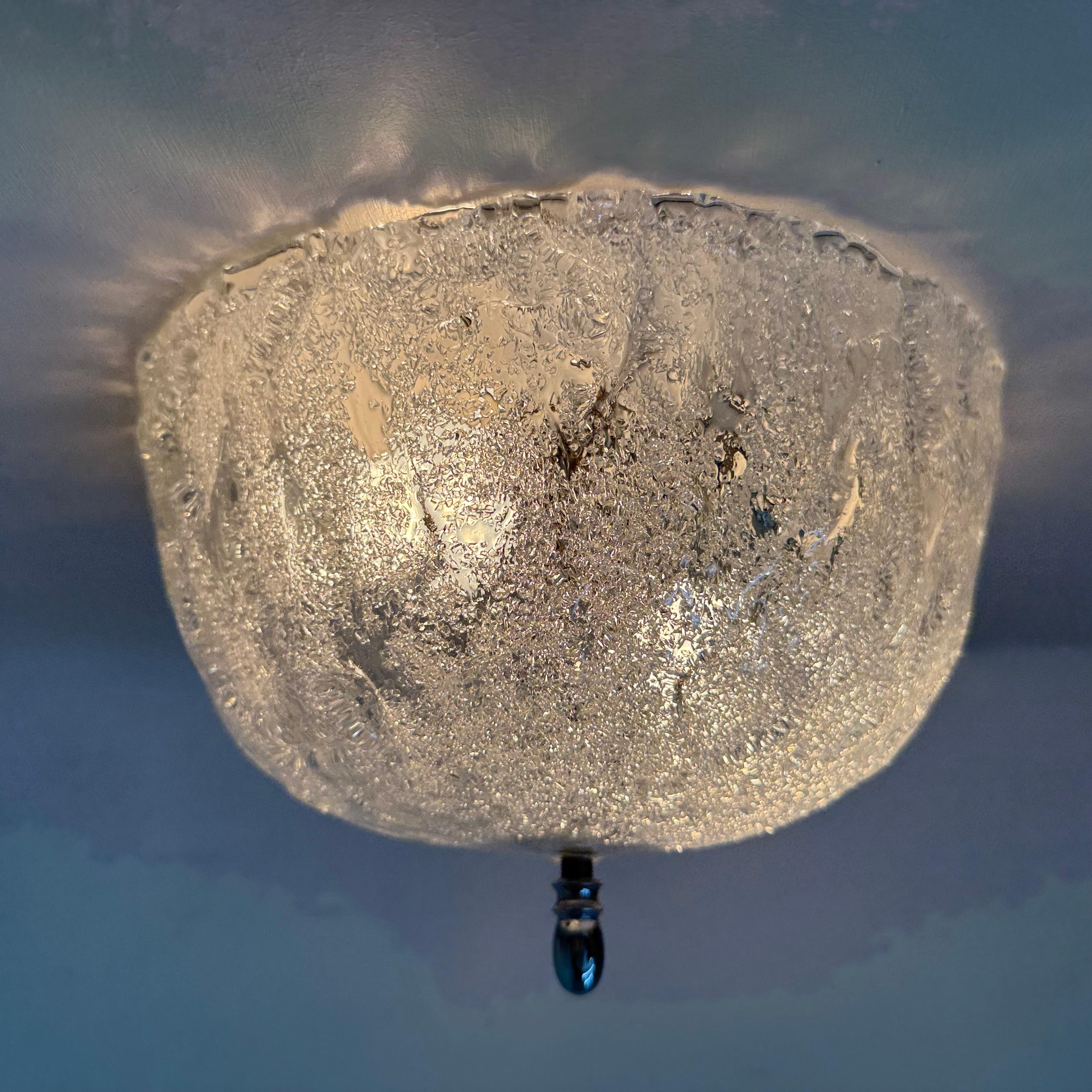 Fine XX secolo Lampada da soffitto in vetro smerigliato vintage, anni '70 in vendita
