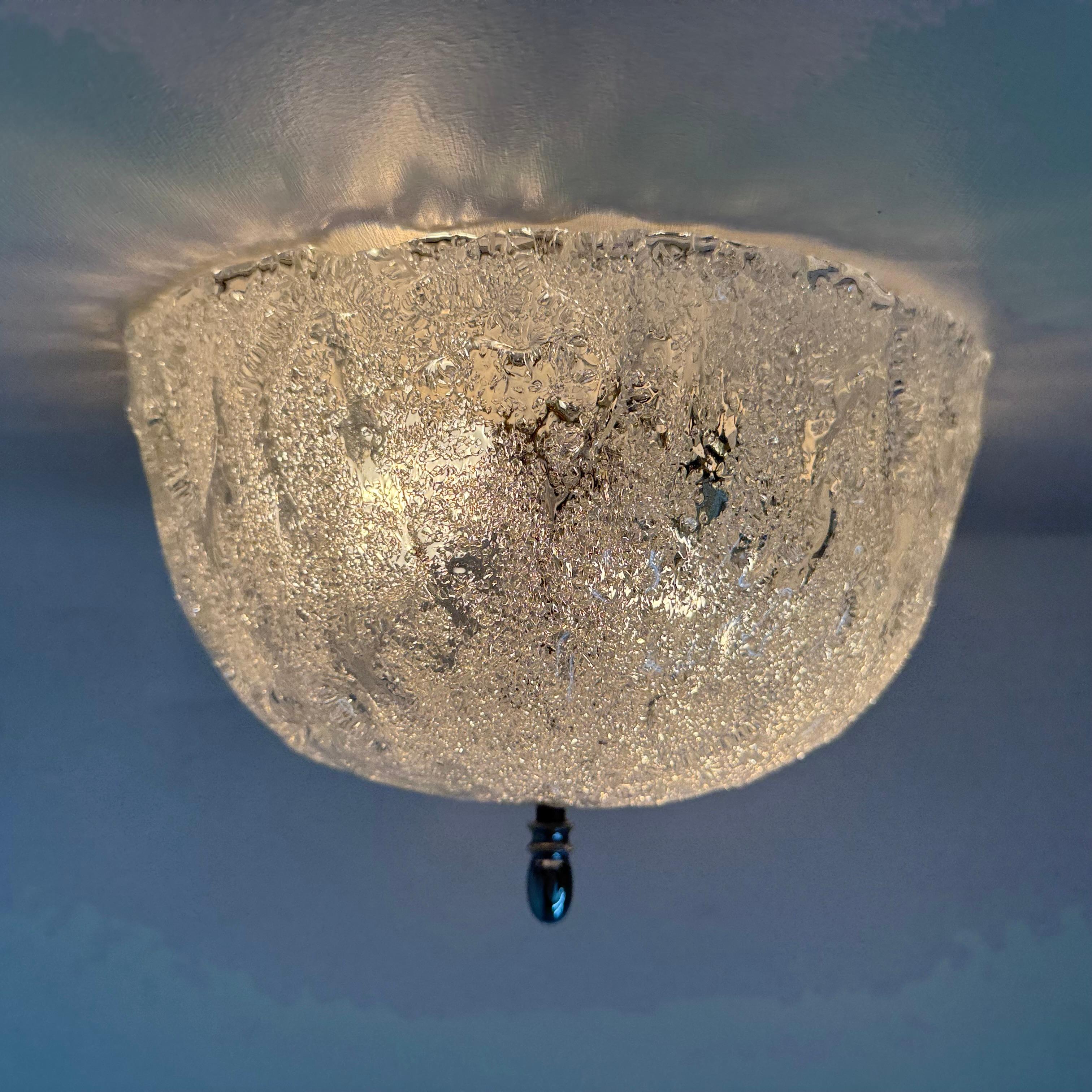 Vetro Lampada da soffitto in vetro smerigliato vintage, anni '70 in vendita