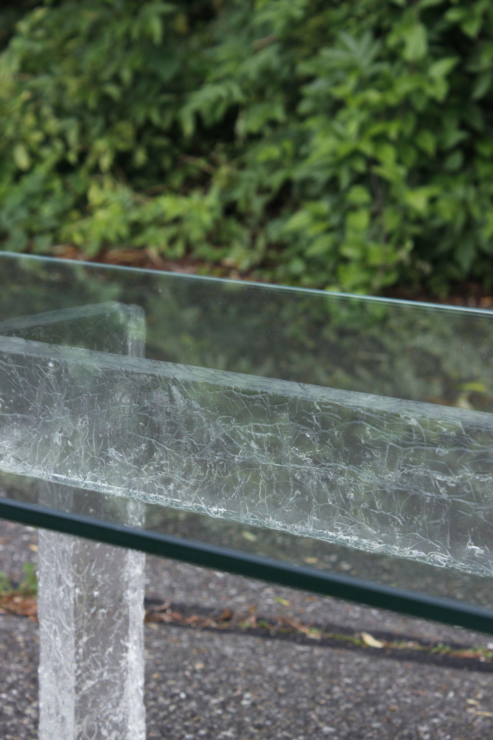 Vintage frosted texture acrylic base coffee table, 1970s For Sale 5
