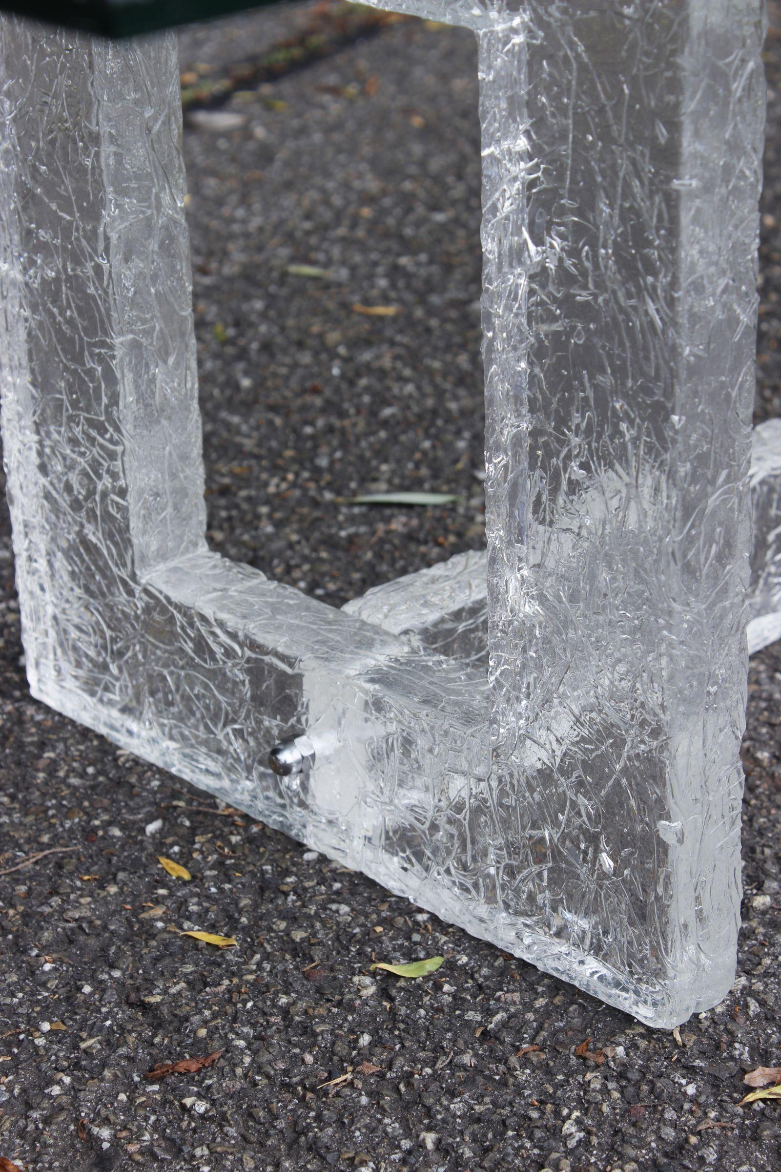 Vintage frosted texture acrylic base coffee table, 1970s For Sale 9