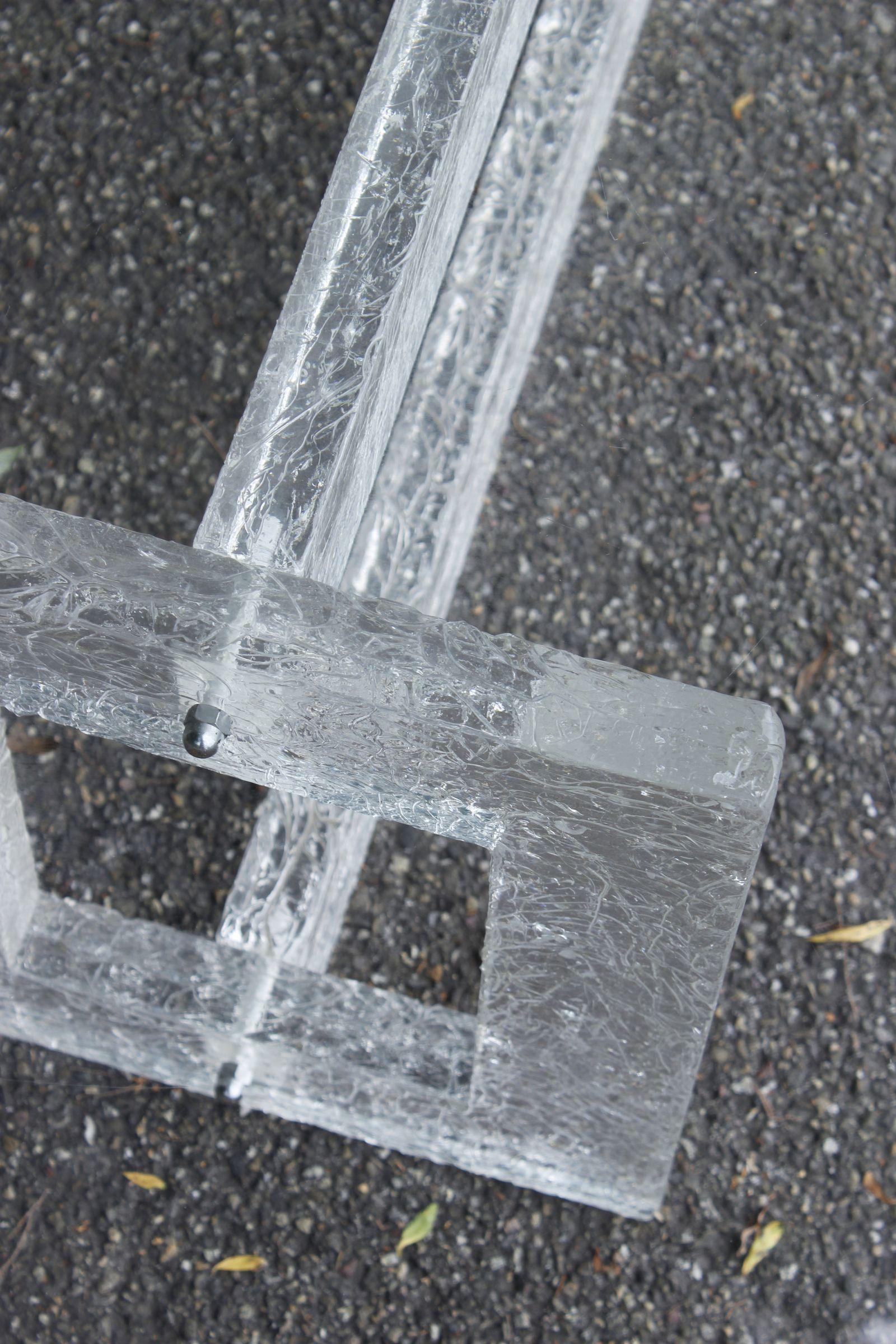 Vintage frosted texture acrylic base coffee table, 1970s For Sale 13