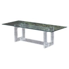 Vintage frosted texture acrylic base coffee table, 1970s