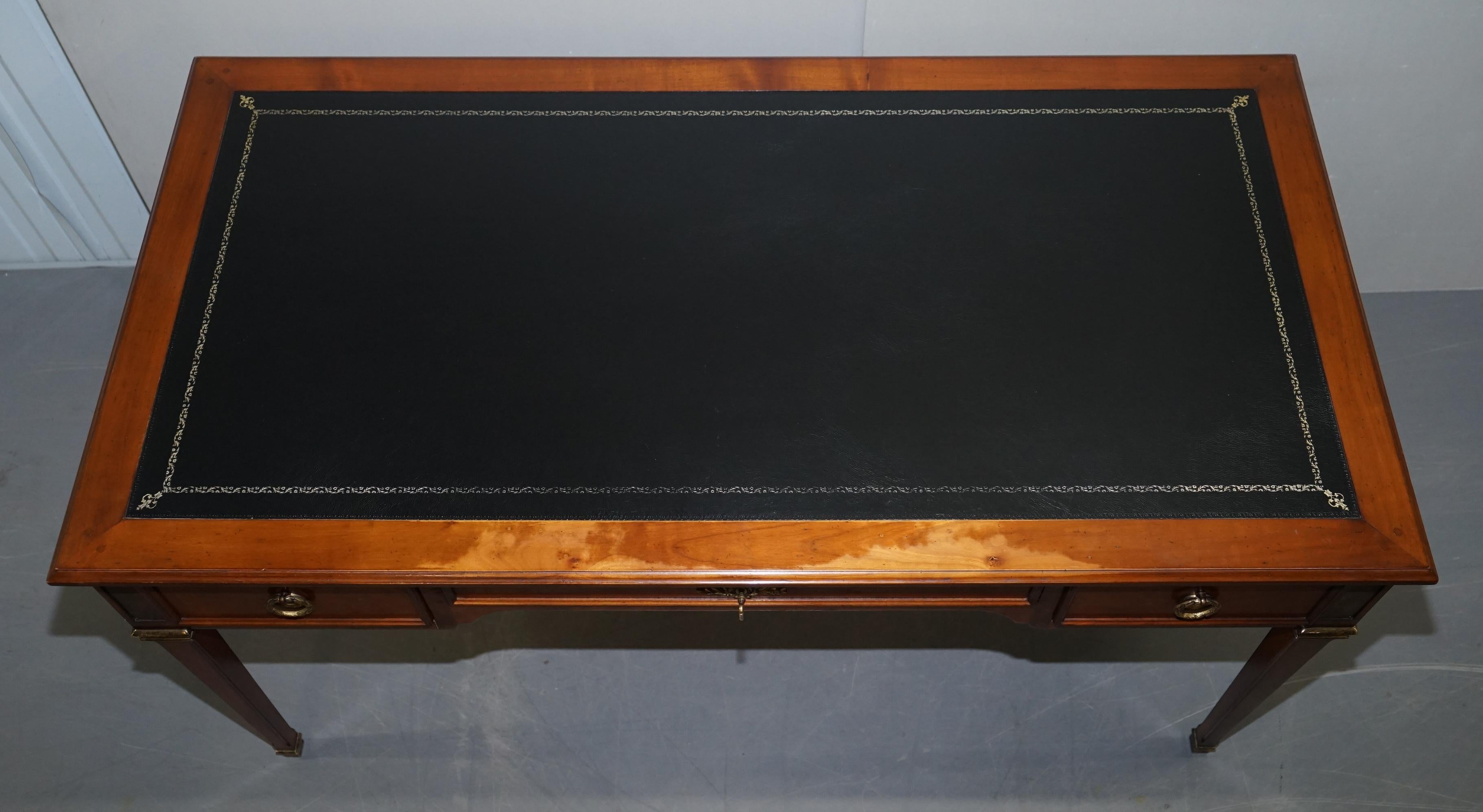 Hand-Crafted Vintage Fruitwood Leather Topped Extending Bureau De Plat Desk Writing Table