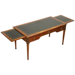Vintage Fruitwood Leather Topped Bureau De Plat Desk Extending Writing Table