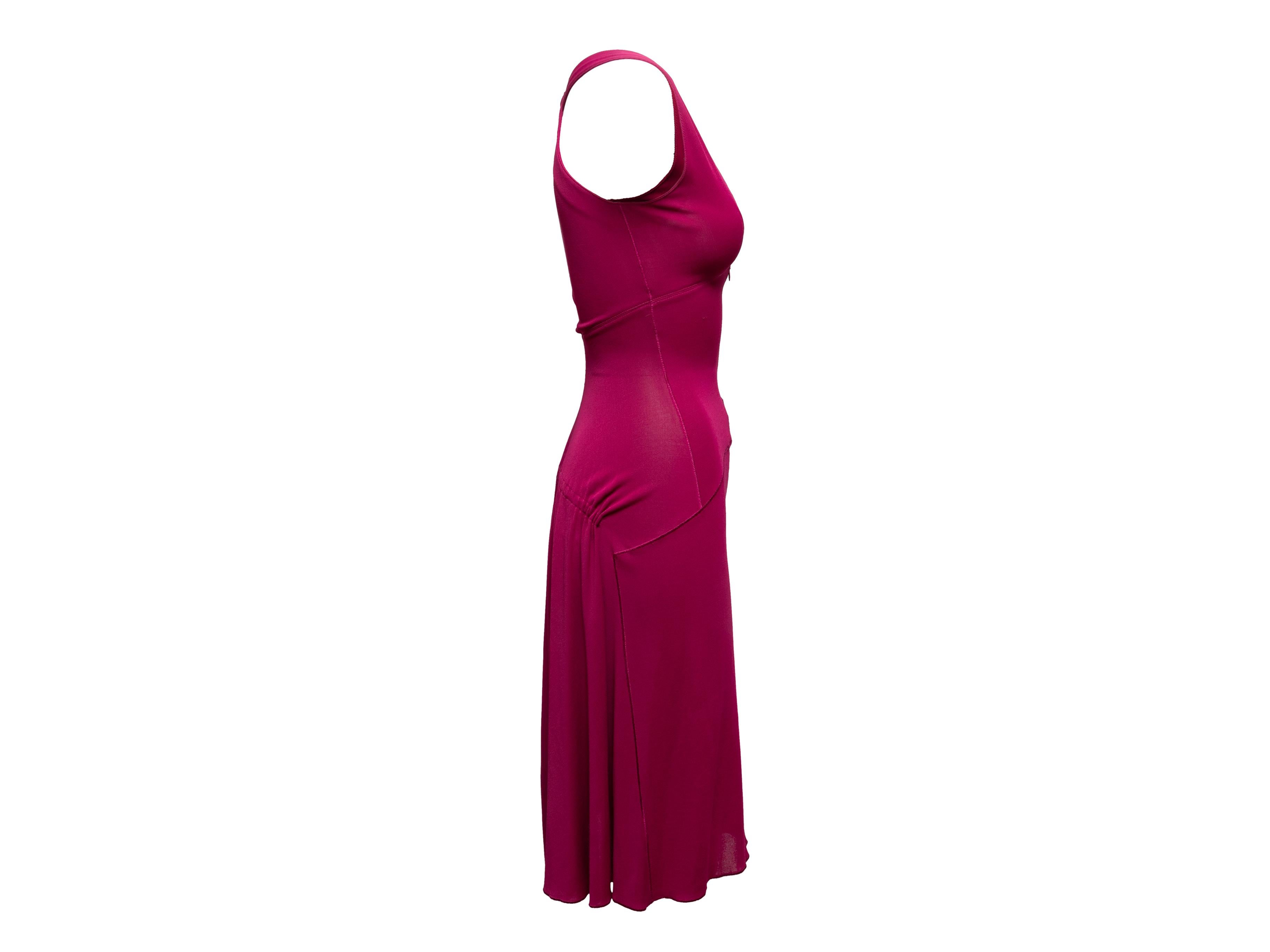 Vintage Fuchsia Alaia 1980s Sleeveless Dress Size US XS In Good Condition For Sale In New York, NY