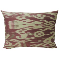 Vintage Fuchsia and Natural Silk Ikat Bolster Decorative Pillow