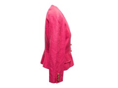 Vintage Fuchsia Christian Lacroix 1990s Silk & Linen-Blend Blazer Size US 10