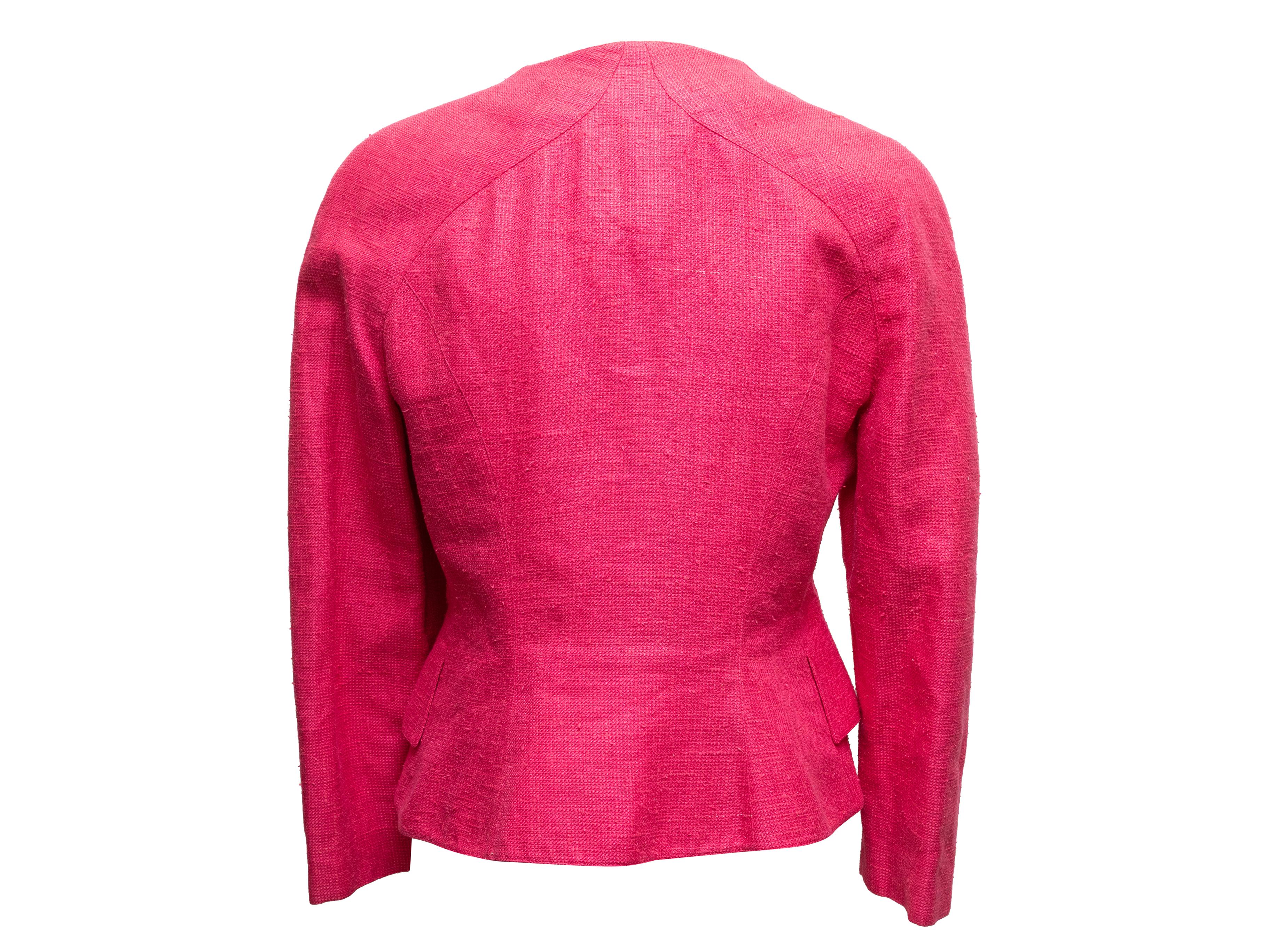 Vintage Fuchsia Christian Lacroix 1990s Seide & Leinen-Mischung Blazer Größe US 10 (Rot) im Angebot