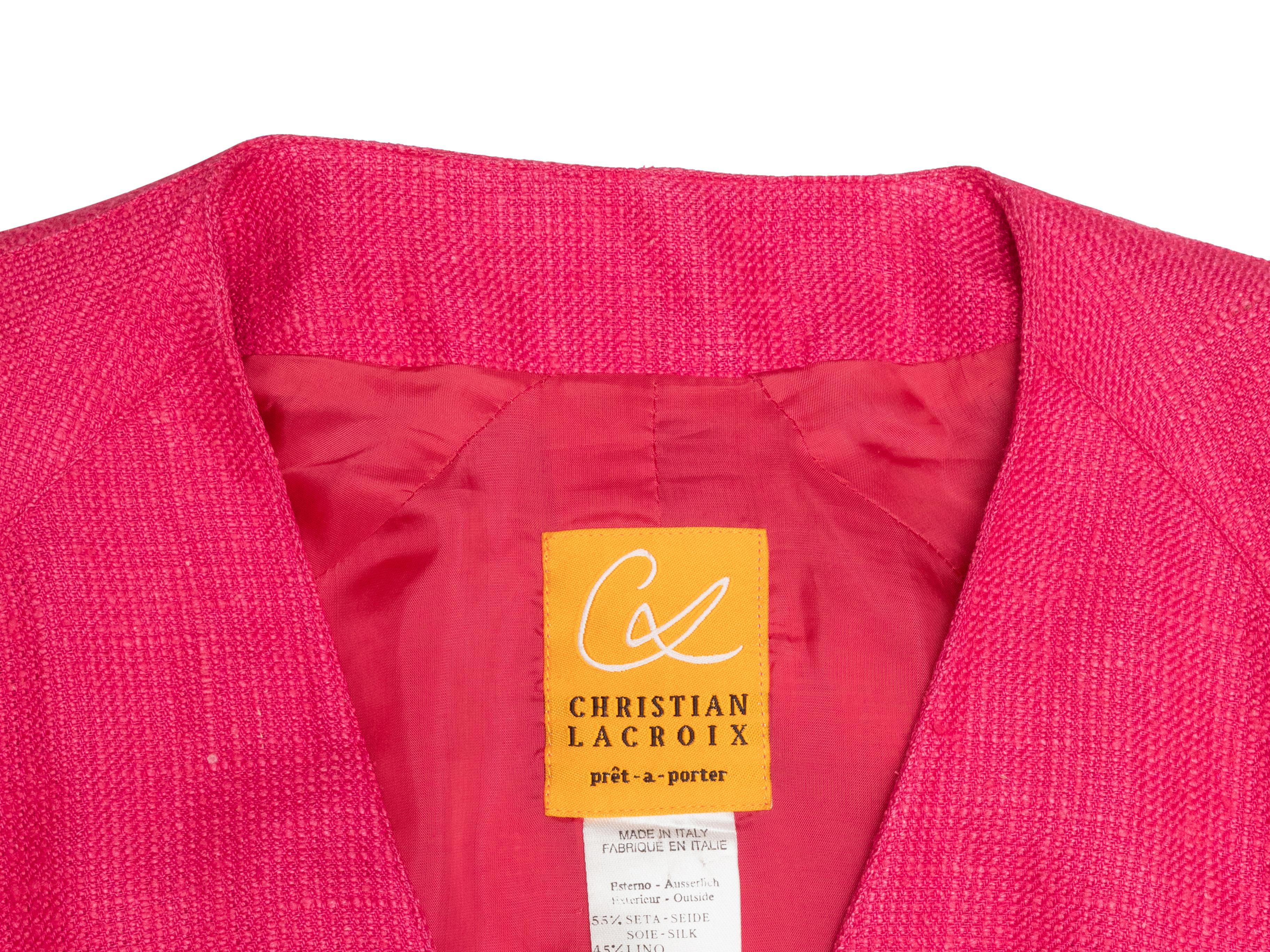 Vintage Fuchsia Christian Lacroix 1990s Seide & Leinen-Mischung Blazer Größe US 10 im Zustand „Gut“ im Angebot in New York, NY