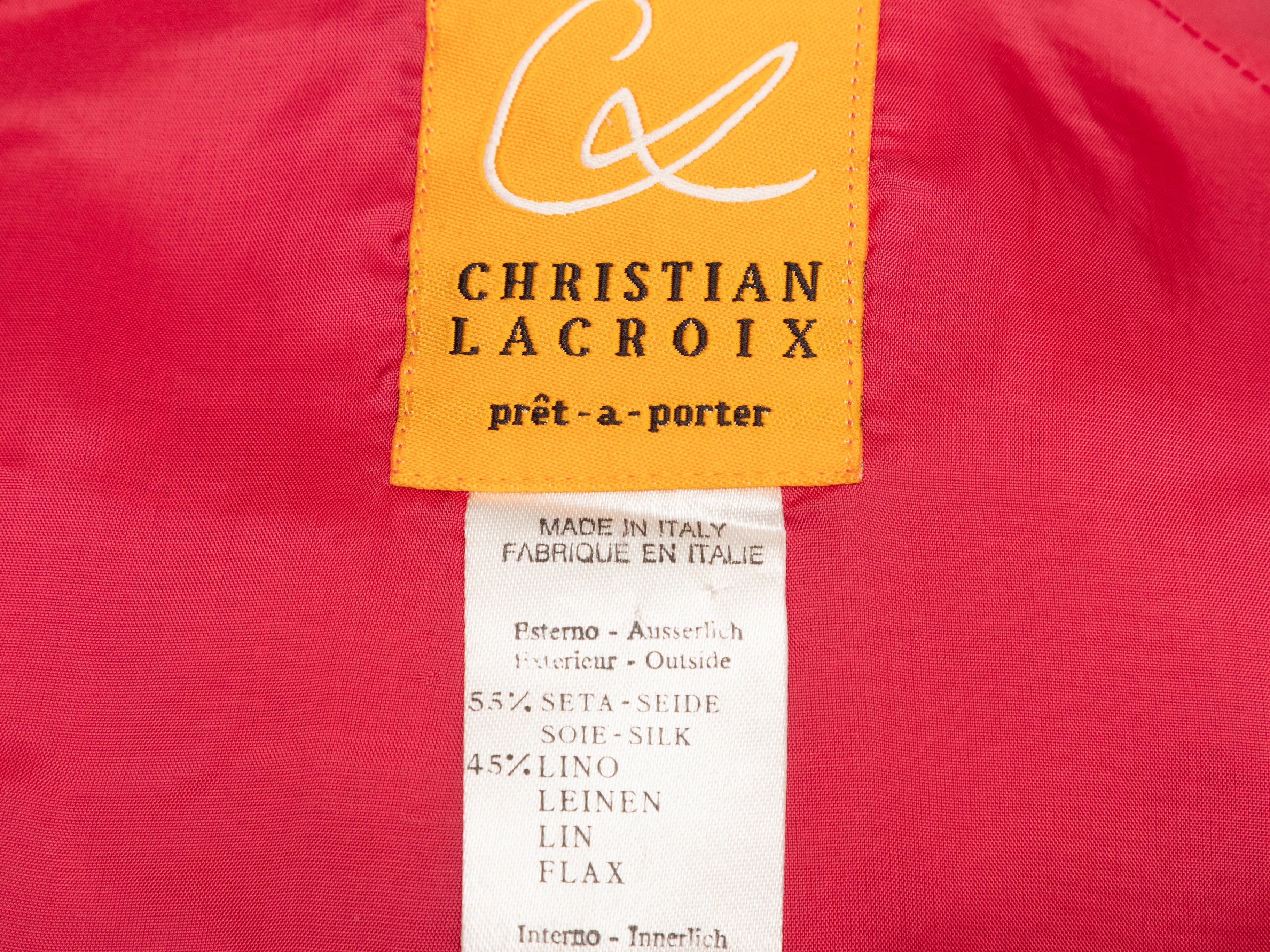 Vintage Fuchsia Christian Lacroix 1990s Seide & Leinen-Mischung Blazer Größe US 10 Damen im Angebot