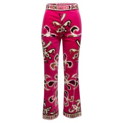 Vintage Fuchsia & Multicolor Emilio Pucci Samthose mit abstraktem Druck Größe US XS