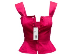 Vintage Fuchsia Saint Laurent Cotton Peplum Top Size US S