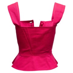 Vintage Fuchsia Saint Laurent Cotton Peplum Top Size US S