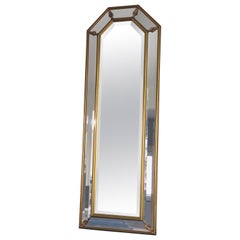 Vintage Full Length Facet Cut Giltwood Mirror Hollywood Regency Belgium