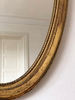 Vintage Full-Length Oval Wall Giltwood Mirror by Deknudt Belgium 1970s