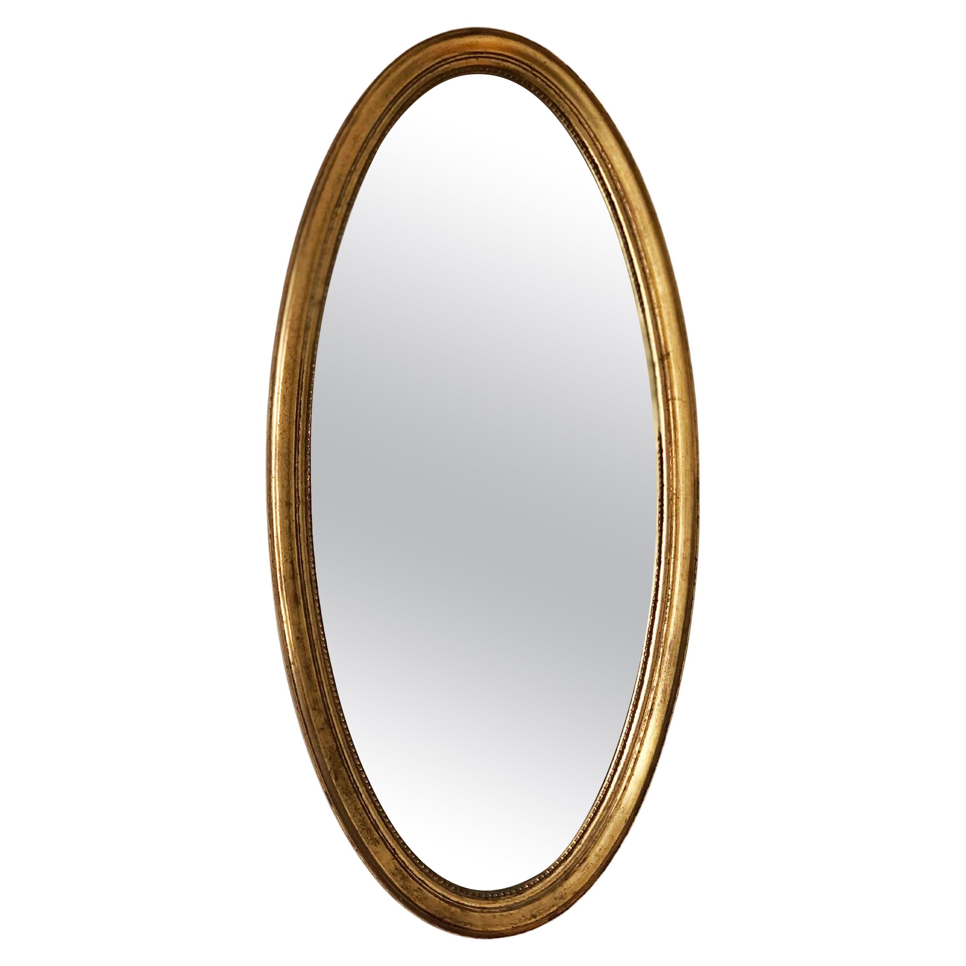 Ovaler Wandspiegel aus Giltwood von Deknudt Belgien 1970er Jahre im Angebot