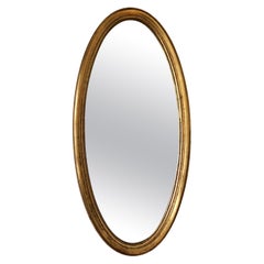 Vintage Full-Length Oval Wall Giltwood Mirror by Deknudt Belgium 1970s