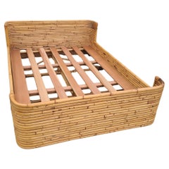 Vintage Full Size Stacked Rattan Bed-Frame by Seven Seas