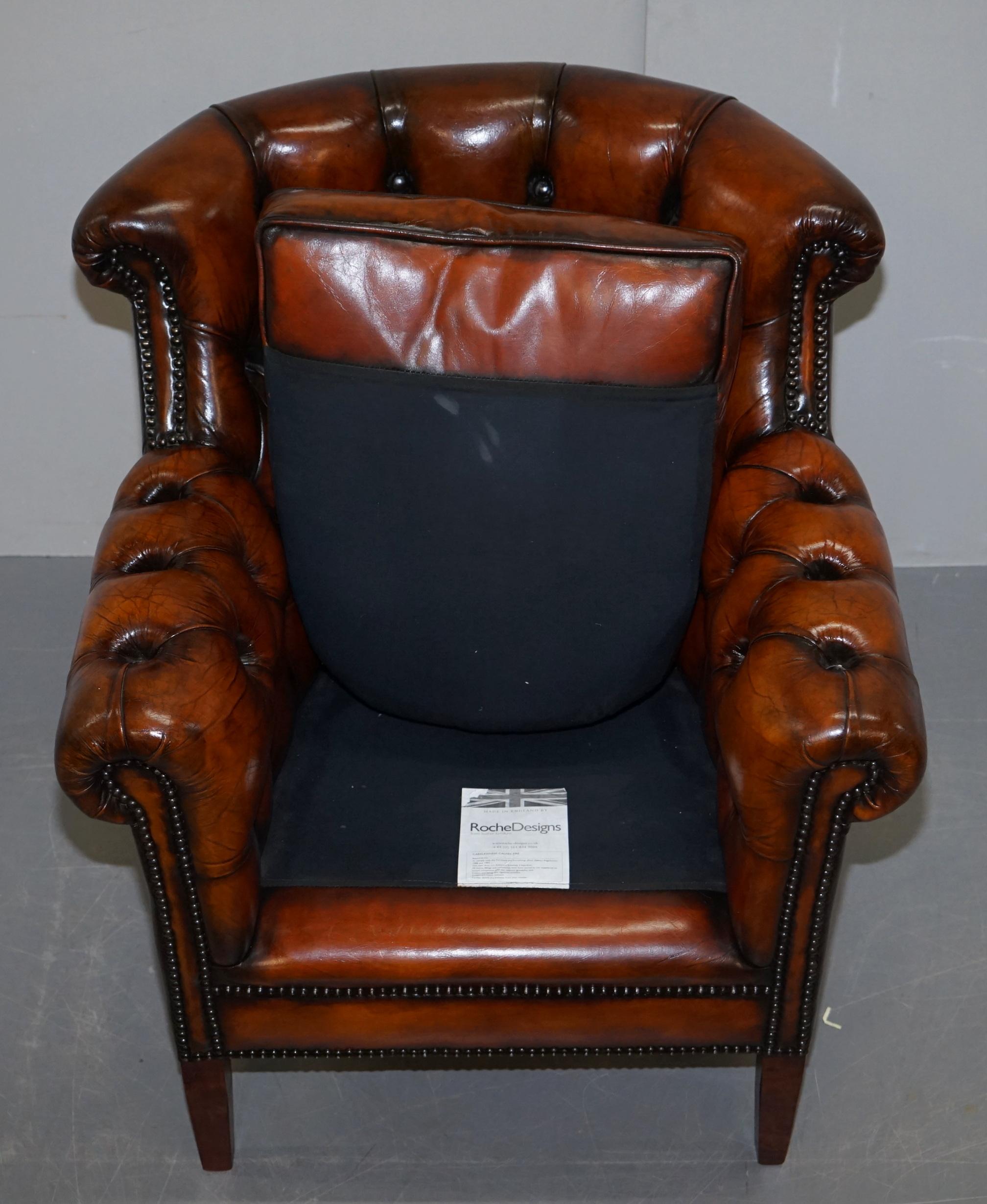 Vintage Fully Restored Cigar Brown Leather Chesterfield Club Library Armchair 13