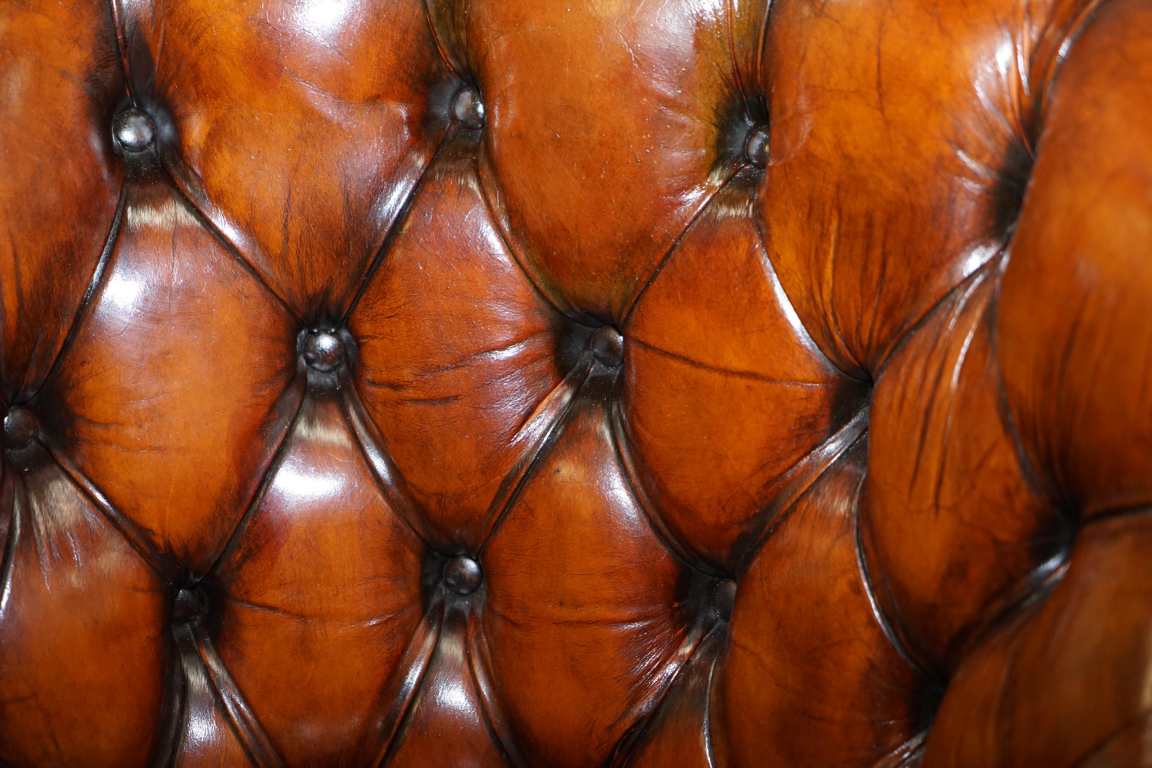 Vintage Fully Restored Cigar Brown Leather Chesterfield Club Library Armchair 2