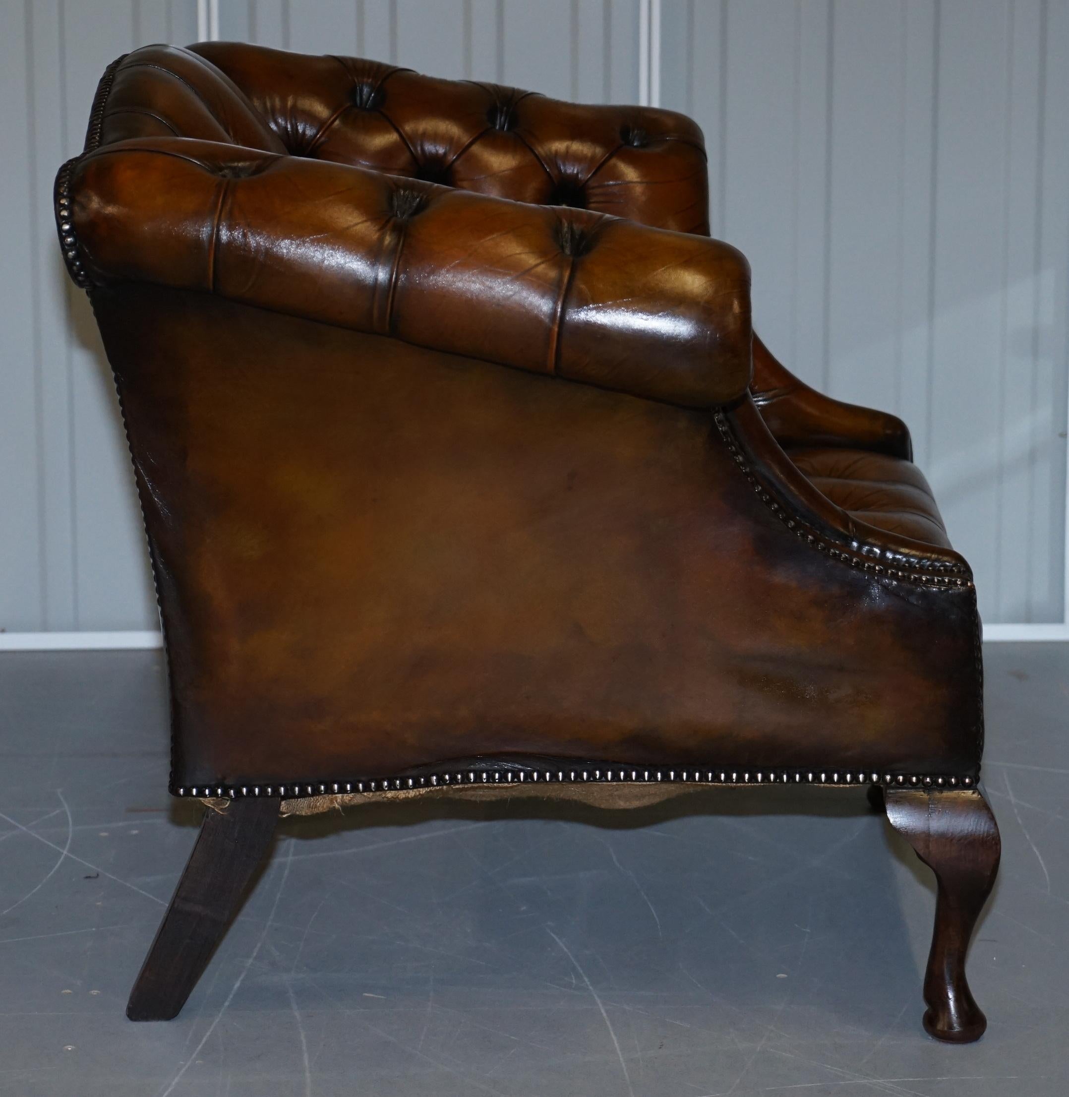 Vintage Fully Restored Cigar Brown Leather Chesterfield Hump Back Club Armchair 3