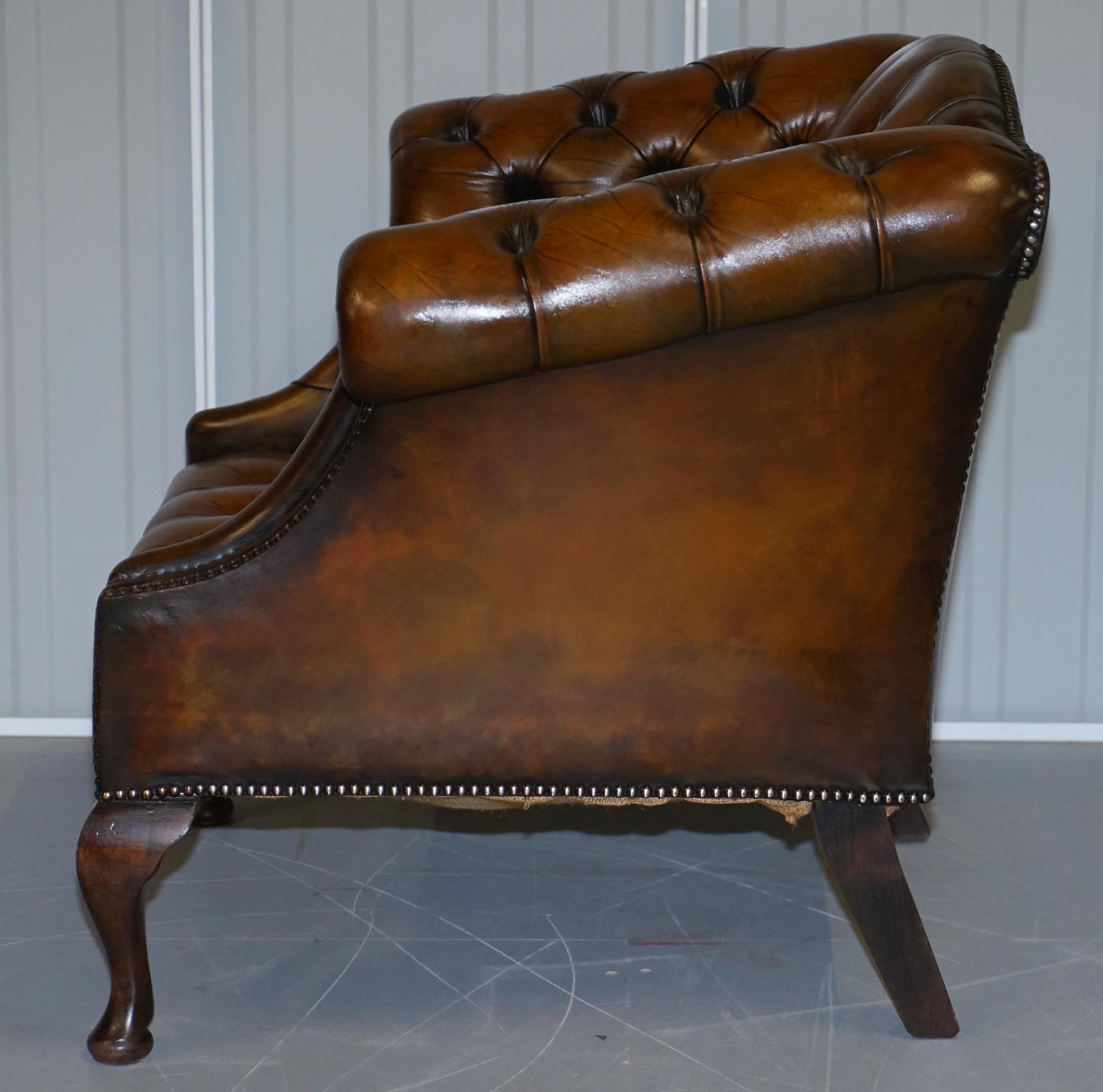 Vintage Fully Restored Cigar Brown Leather Chesterfield Hump Back Club Armchair 5